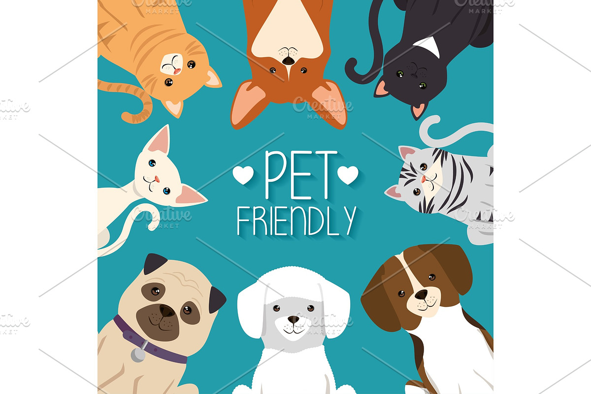 dogs and cats pets friendly, an Animal Illustration by studiogstock