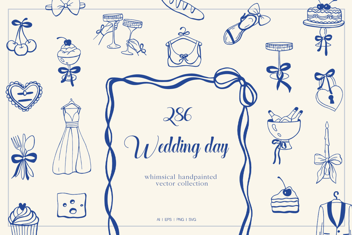 Whimsical Hand Drawn Set Wedding Day, an Object Illustration by ViktoriyaD (Photo 1 of 17)