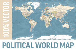 World Map Political. Vector Worldmap