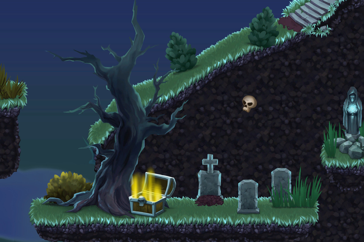 Spooky Cemetery - Platformer Tileset, a Graphic by LudicArts (Photo 5 of 8)
