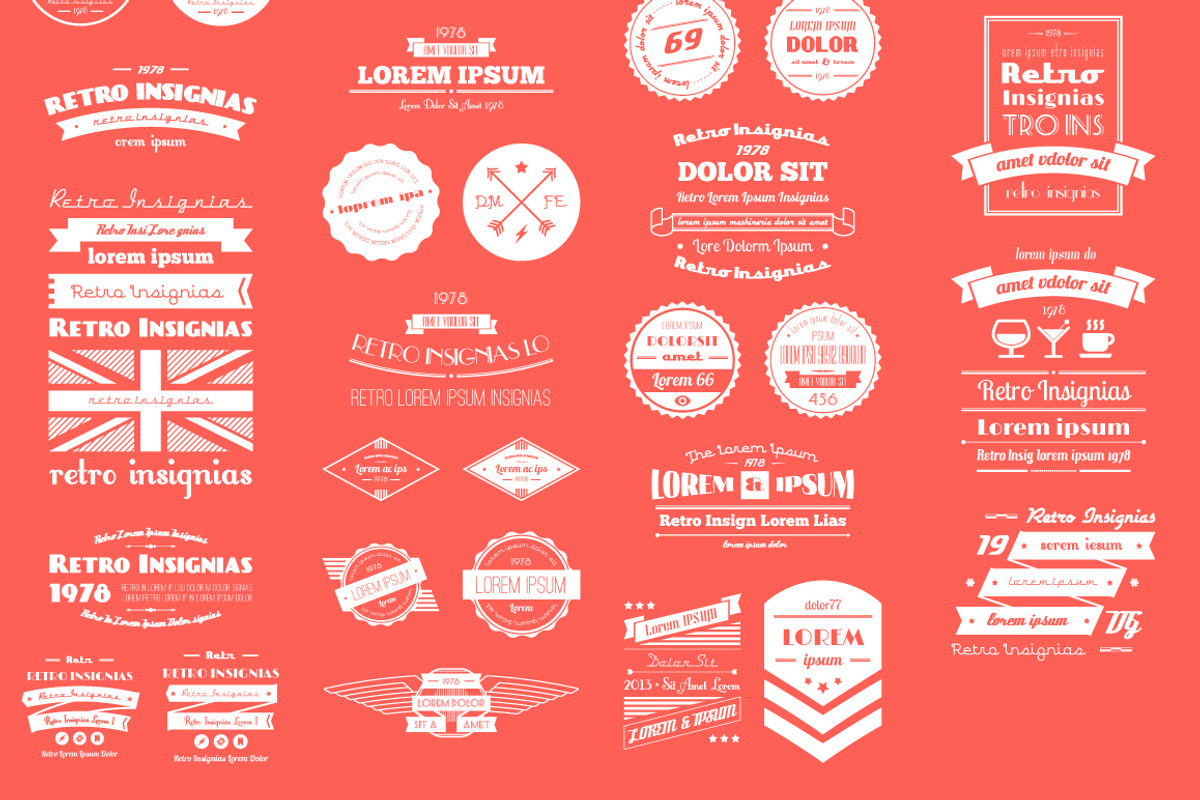 42 vector retro insignias, Banners preview 2