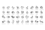 Fruit Healthy Eating Thin Line Pack, an Outline Icon by Tettygreen (Thumbnail 1 of 2)