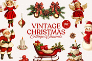 Vintage Christmas Collage Elements, an Object Graphic by Design Alchemy Studio (Thumbnail 1 of 10)