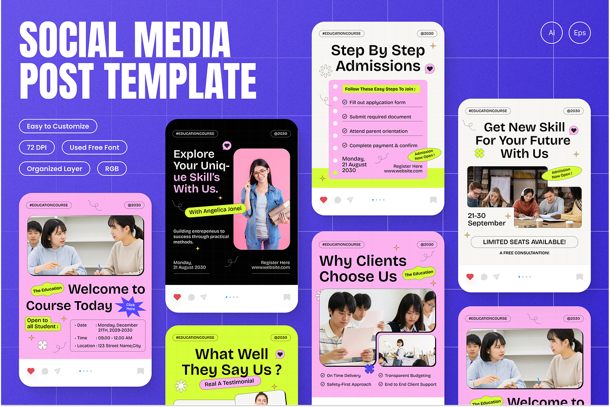 Education Course Instagram Post, a Social Media Template by Annora Studio (Photo 1 of 6)