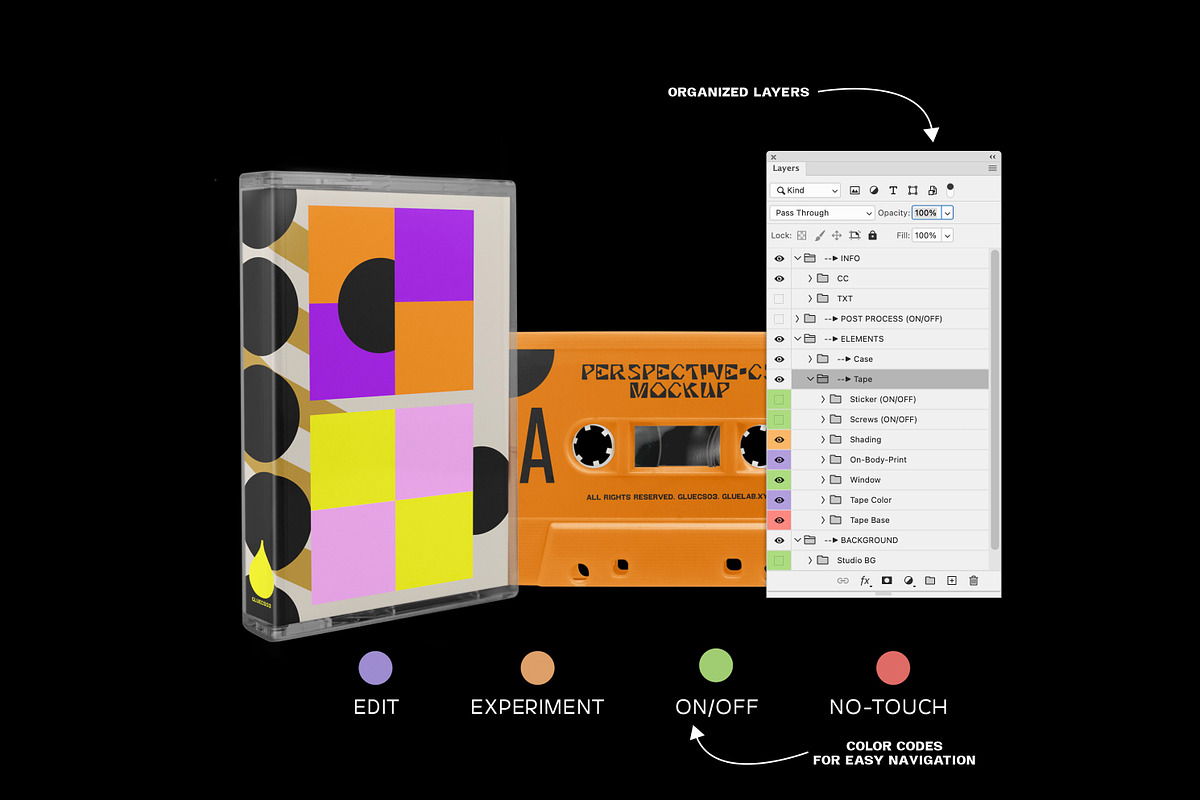 Perspective Cassette Mockup, a Packaging Mockup by Glue Lab (Photo 2 of 4)