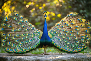 Majestic Peacock Displaying Feathers, an Animal Photo by Pixeness Studio