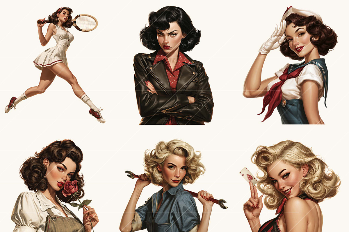 Rockabilly Pin Up Girl Clipart, a Person Illustration by BusyDaydesign (Photo 5 of 9)