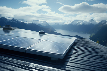 Solar panels installed on the roof of a building, in a remote re, a Technology Photo by Studio Light & Shade