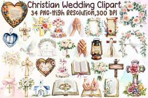 Watercolor Christian Wedding Clipart, an Illustration by Sublimation Artist