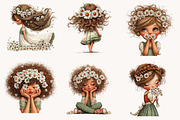 Whimsical Daisy Girls Clipart, an Illustration by Designworld (Thumbnail 3 of 9)