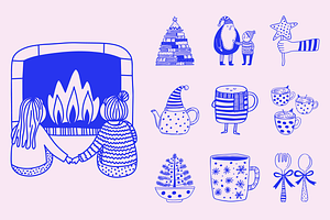Cozy Christmas Home Things Doodles, a Seasonal Illustration by Danil Polshin