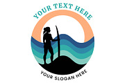 Surfer Girl and Layered Waves Vector, a Decorative Illustration by nandinigraphics (Thumbnail 2 of 3)