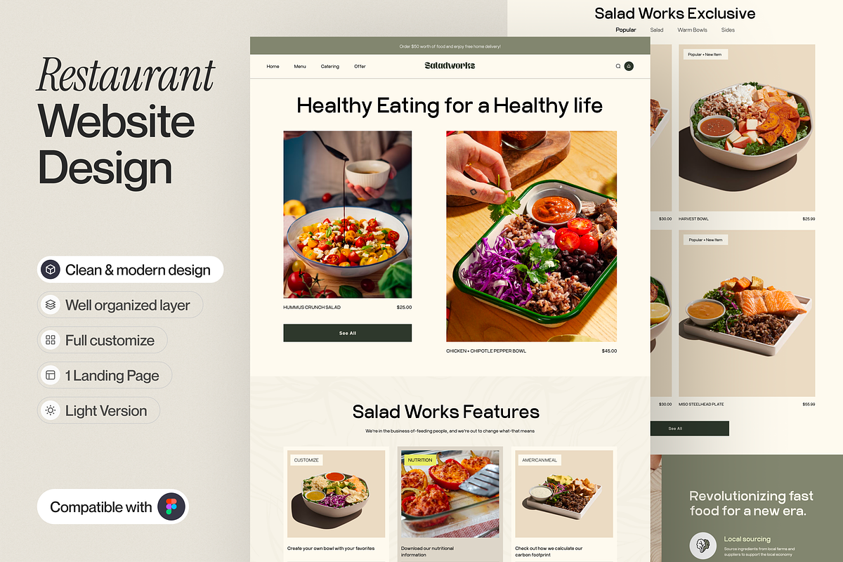 Restaurant Landing Page, an UI Kit Template by sajon.co