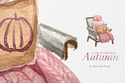 Gothic Pink&Violet Autumn Clipart, a Seasonal Illustration by ArtCreationsDesign (Thumbnail 10 of 13)