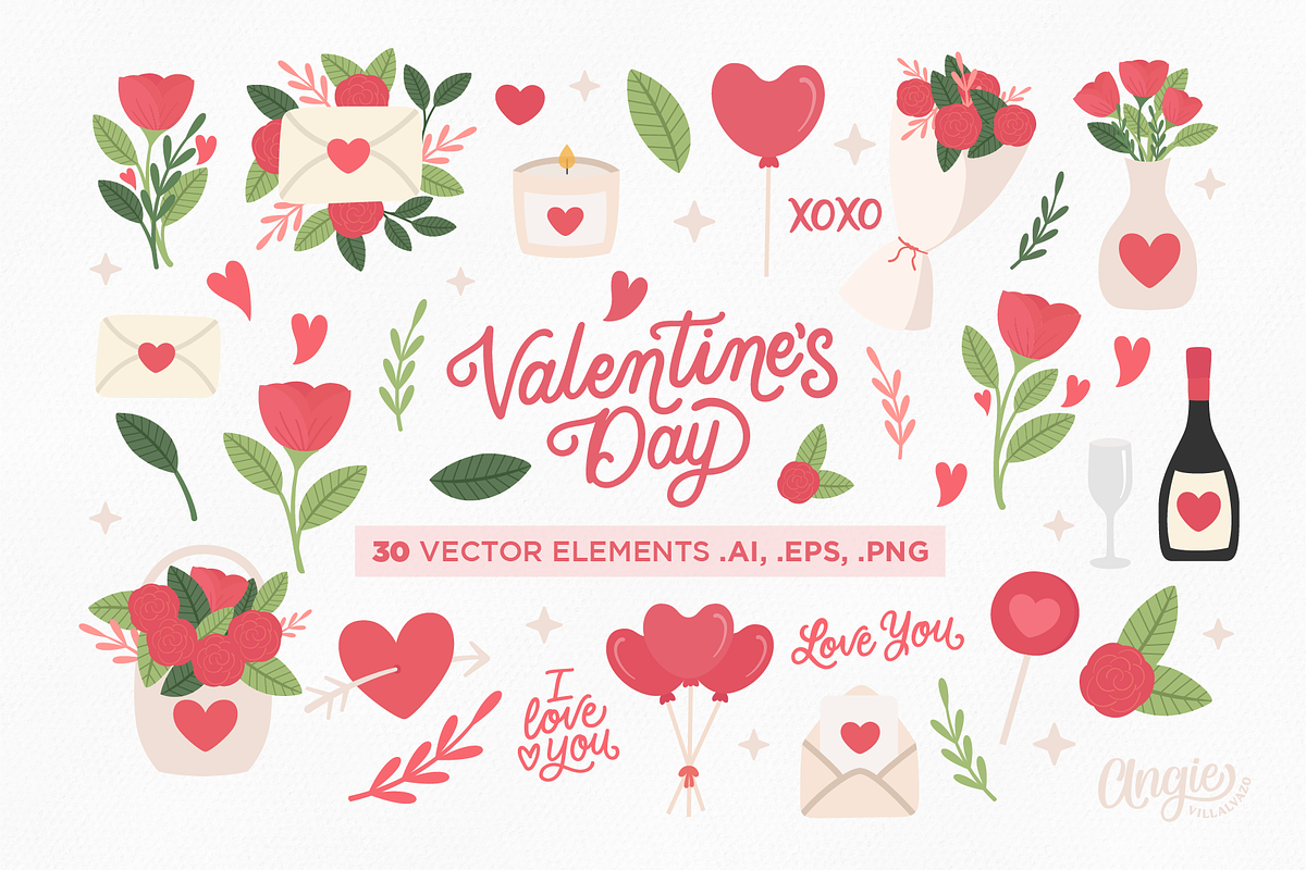 Valentine's Day Vector Collection, an Illustration by Angie Villalvazo (Photo 2 of 4)