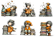 Quirky Book Lover Clipart, an Illustration by CreationArt (Thumbnail 3 of 5)
