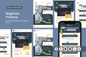 Millennial Money Savings Carousel, a Social Media Template by productype1