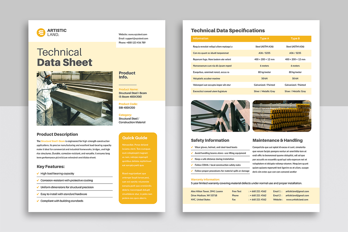 Technical Data Sheet, a Flyer Template by ArtisticLand (Photo 4 of 5)