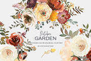 Fall Watercolor Floral Clipart Set, a Decorative Illustration by Patishop Art (Thumbnail 3 of 17)