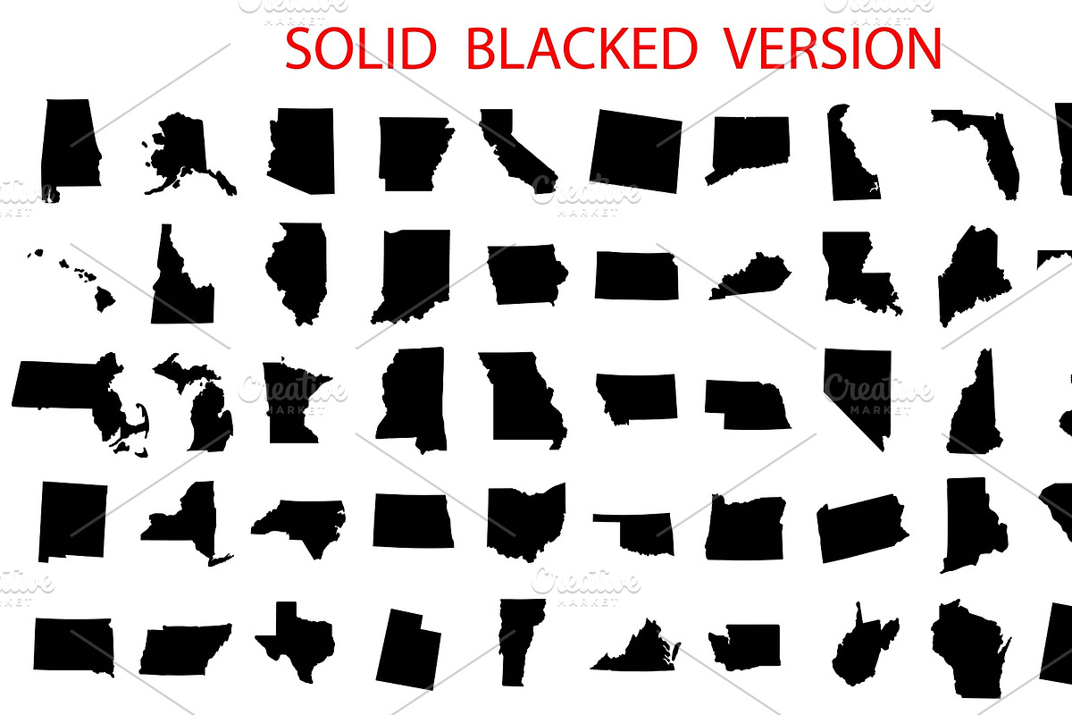 USA 50 States MAP, State Silhouettes, an Illustration by FancyDesignStudio (Photo 2 of 4)