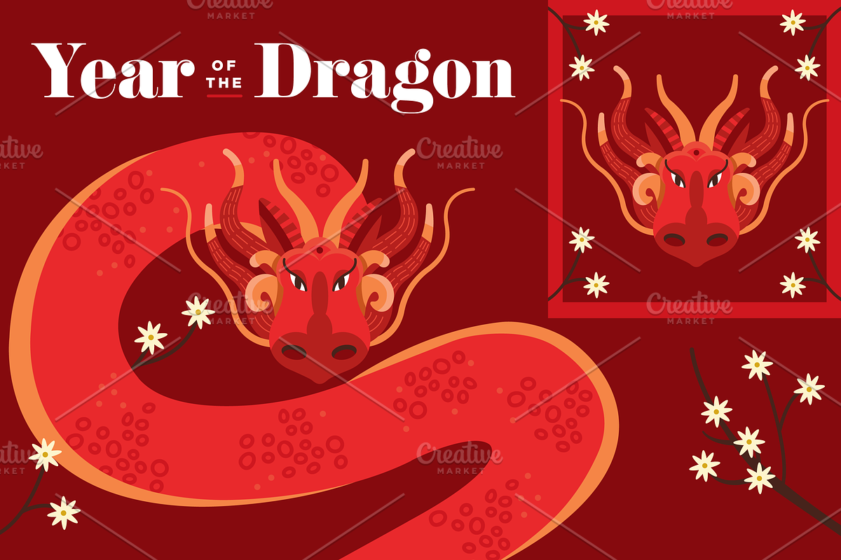 Year of the Dragon, an Animal Illustration by @JennyPaintsWithPixels