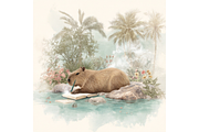 Prompt Capybara Vibes Summer Clipart, a Seasonal Illustration by Creative design (Thumbnail 3 of 7)
