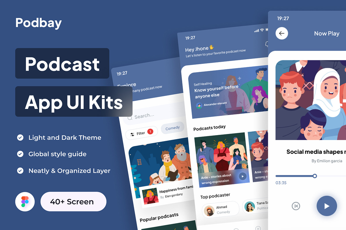 Podbay - Podcast App UI Kits, an App Template by Minialis (Photo 1 of 6)