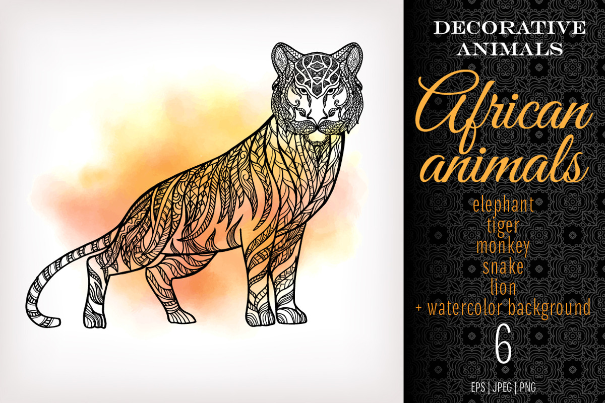 5 Decorative African Animals, a Decorative Illustration by Elen-Lane (Photo 4 of 5)