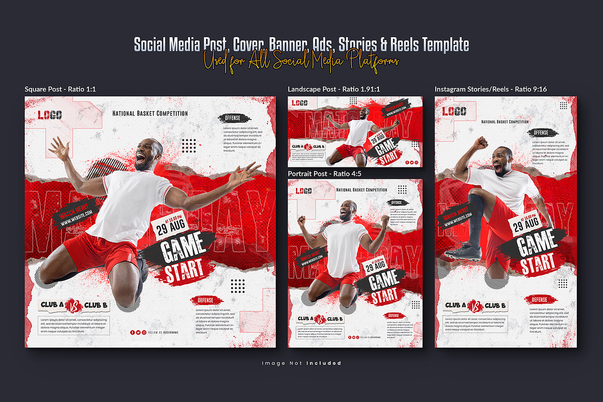 Football Soccer Social Media Post, a Social Media Template by Creative_View (Photo 2 of 8)