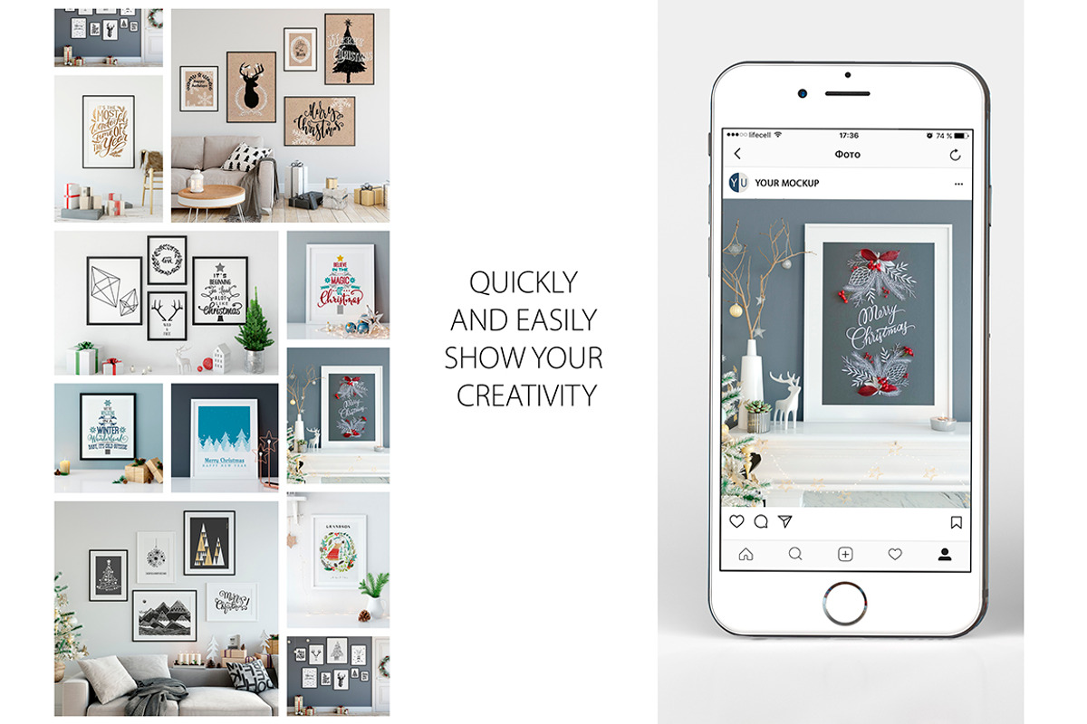 Christmas Frame Mockup Bundle, a Print Template by Yuri-U (Photo 18 of 19)