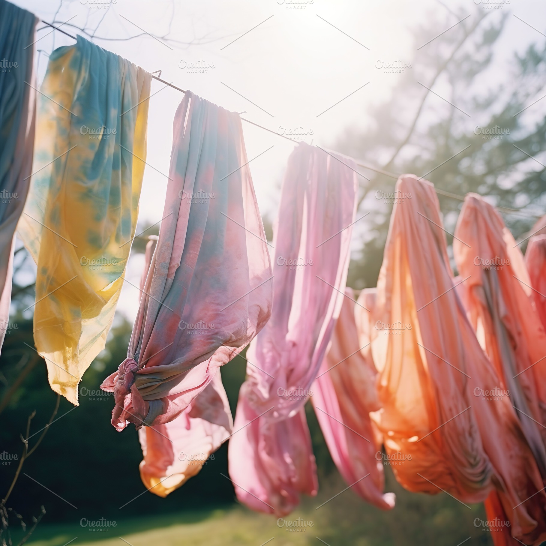 Tie Dyed Fabric on Clothing Line, a Beauty & Fashion Photo by k.tay
