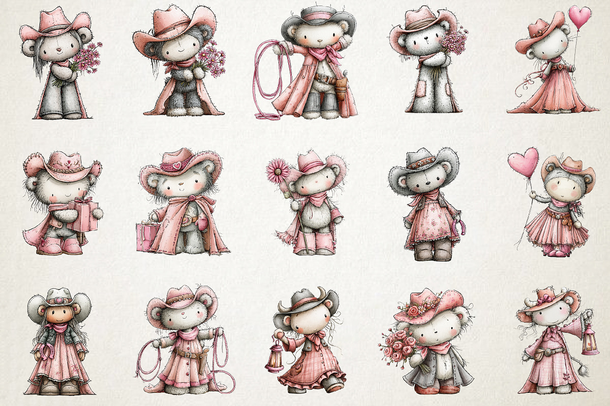 Cute Cowgirl Teddy Bear PNG Clipart, a Seasonal Illustration by RobertsArt (Photo 4 of 5)