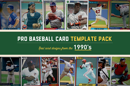 1990's Pro Baseball Card Templates, a Card Template by Chris Weibring