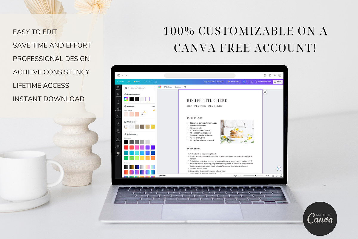 Minimal Recipe Template Canva, a Card Template by OrganizationOasisRo (Photo 6 of 10)