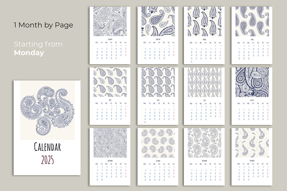 2025 Calendar Template - Paisley, a Stationery Template by Rose Design (Photo 3 of 3)