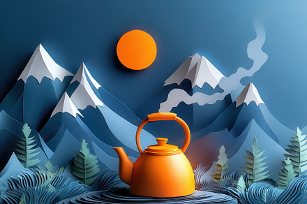Minimalist Paper Cut Art Camping, a Decorative Illustration by Virgo Studio