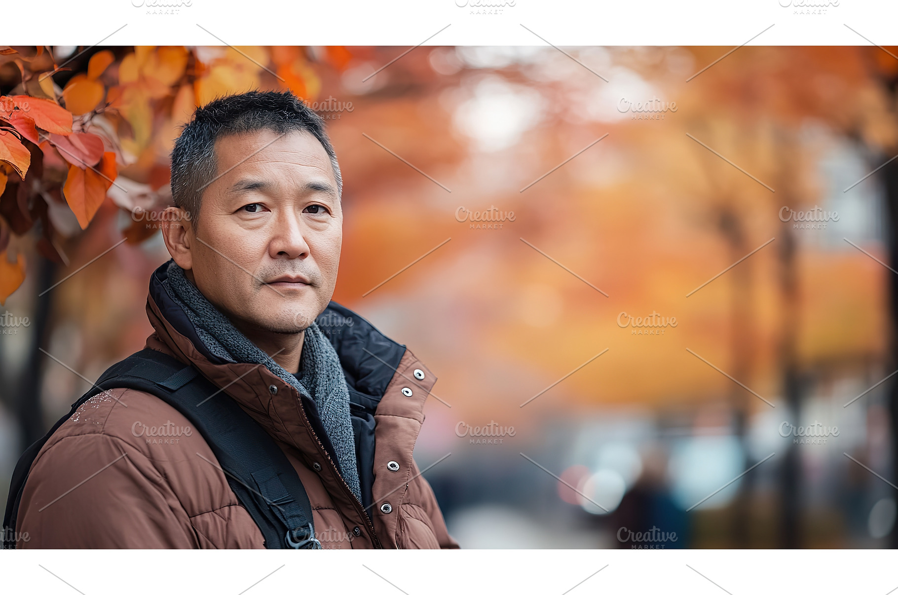 Asian Man in Autumn Park Wearing, a Nature Photo by Lermont51