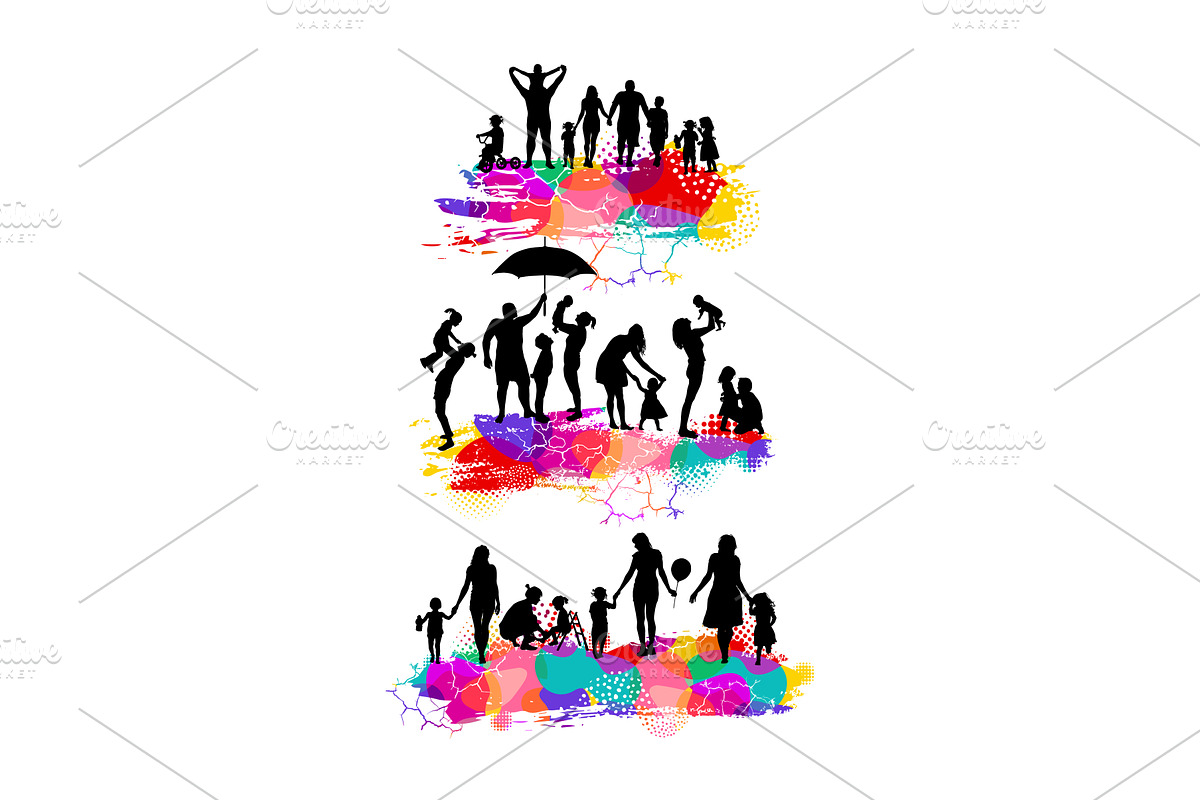 Set Family parents and kids, a Person Illustration by Nenahliadava Design