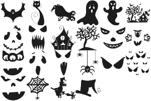 Halloween Elements Silhouette Set 1