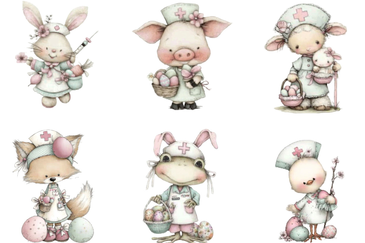 Whimsical Easter Nurse Animals, an Illustration by Designking (Photo 2 of 5)