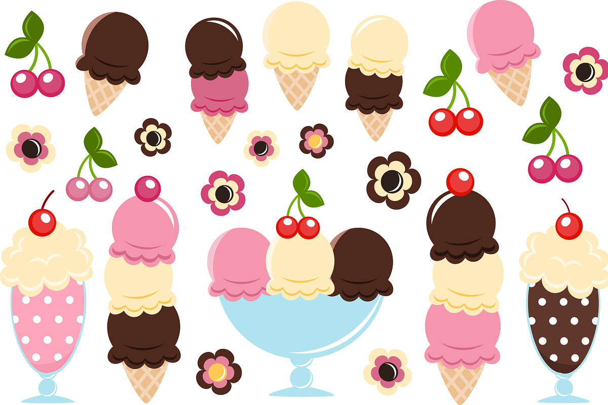 Ice Cream Vectors and Clipart, a Food Illustration by PPbN Designs (Photo 2 of 2)