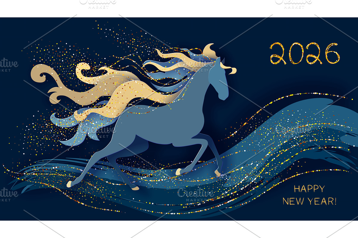 Year of the horse, Chinese New Year, a Seasonal Illustration by Valenty