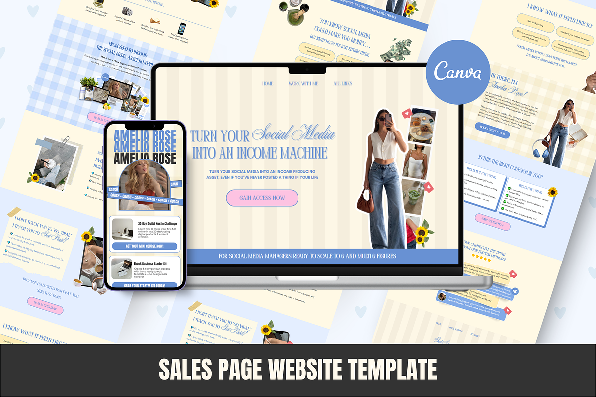 Stan Store Sales Page Canva Website, a Landing Page Template by GlamWebDesigns (Photo 1 of 9)