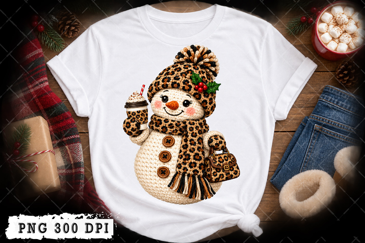 Christmas Leopard Snowman png, a Seasonal Illustration by Watercolor design (Photo 2 of 3)