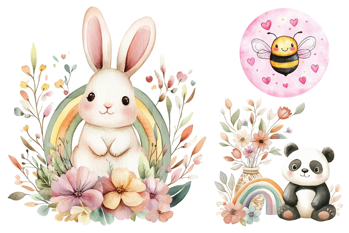 Kawaii Animals Label Clipart Bundle, a Seasonal Illustration by CitraGraphics (Photo 3 of 3)