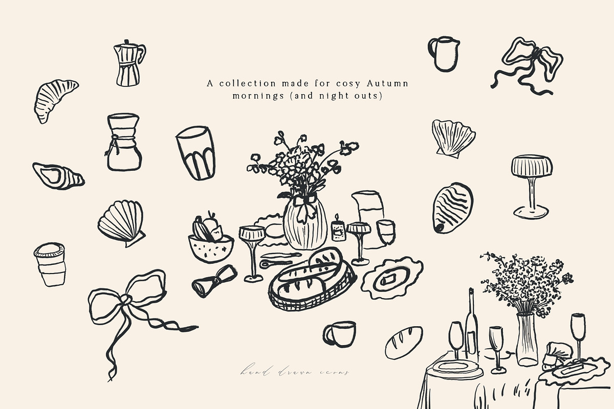 Hand Drawn Cosy Fall Line Art Icons, an Object Graphic by Laras Wonderland (Photo 3 of 10)