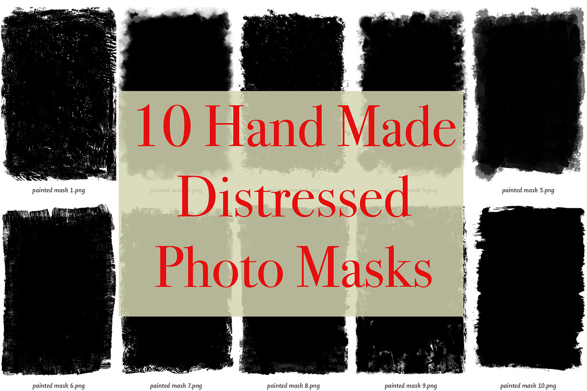 10 Distressed Hand Made Photo Masks, a Texture Graphic by dyrkwyst textures (Photo 1 of 4)