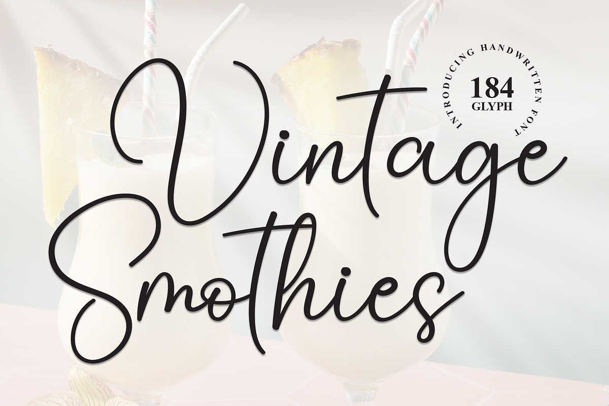 Vintage Smothies | Script Font, a Handwritten Font by Scratchones (Photo 1 of 8)