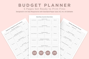 Budget Planner Pages Set V-02, a Stationery Template by shahsoft