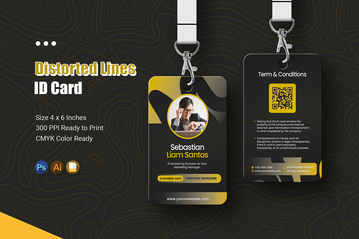 Distorted Lines - ID Card, a Card Template by Esensifiksi.studio